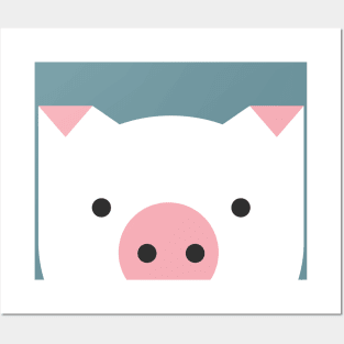 Peek-a-Boo Pig in Pink and Green Posters and Art